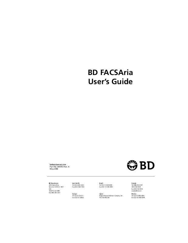 BD Biosciences FACSAria User Guide