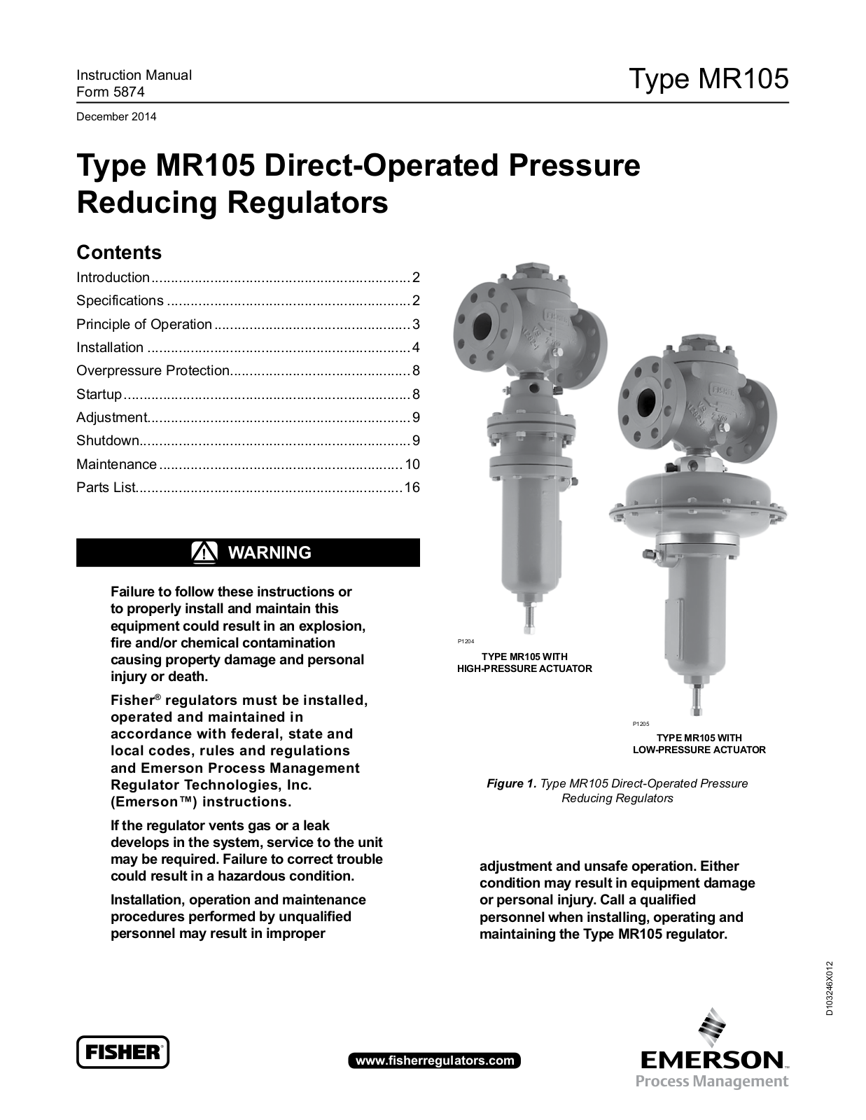 Emerson MR105 Instruction Manual