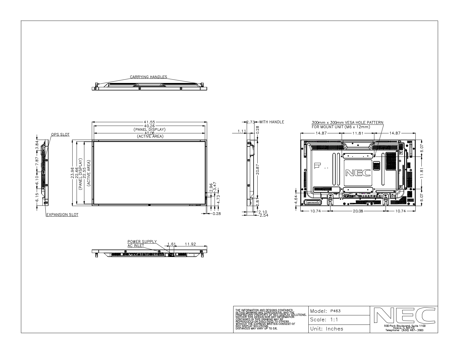 NEC P463-PC, P463 Mechanical Drawings