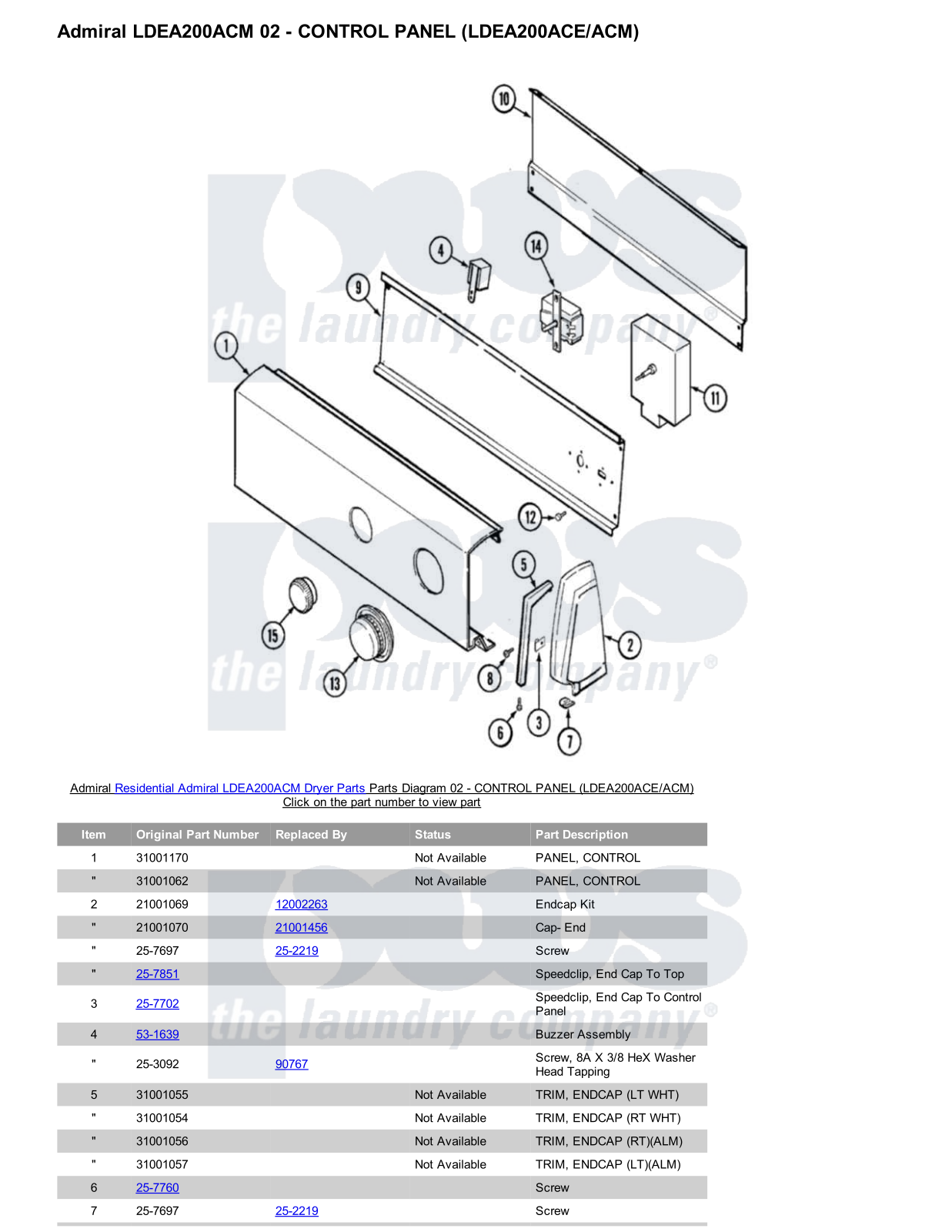 Admiral LDEA200ACM Parts Diagram