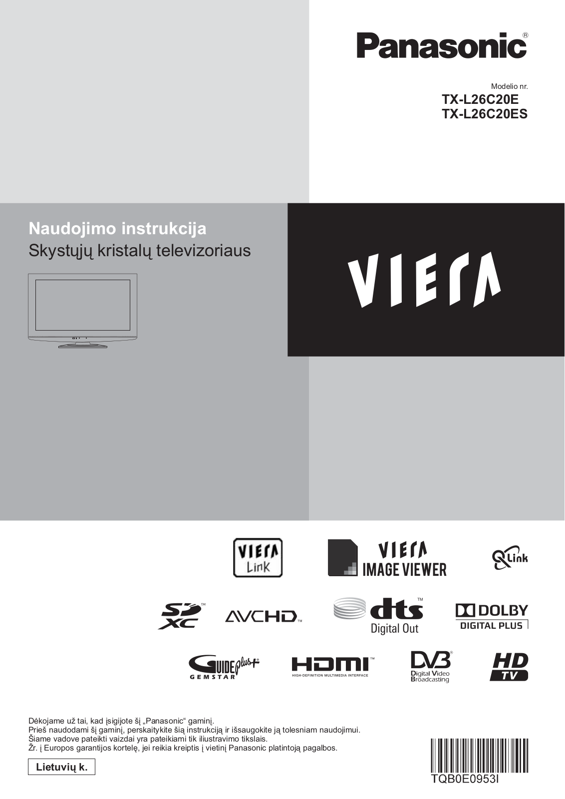 Panasonic TXL26C20E, TXL26C20ES User Manual