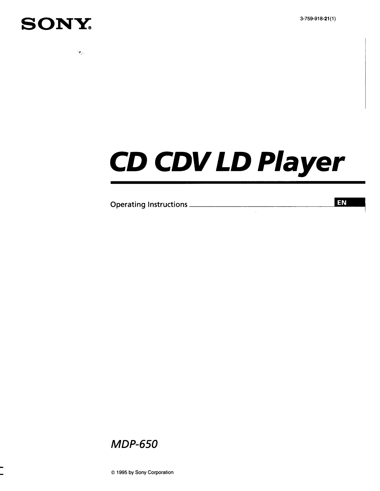 Sony MDP-650 User Manual