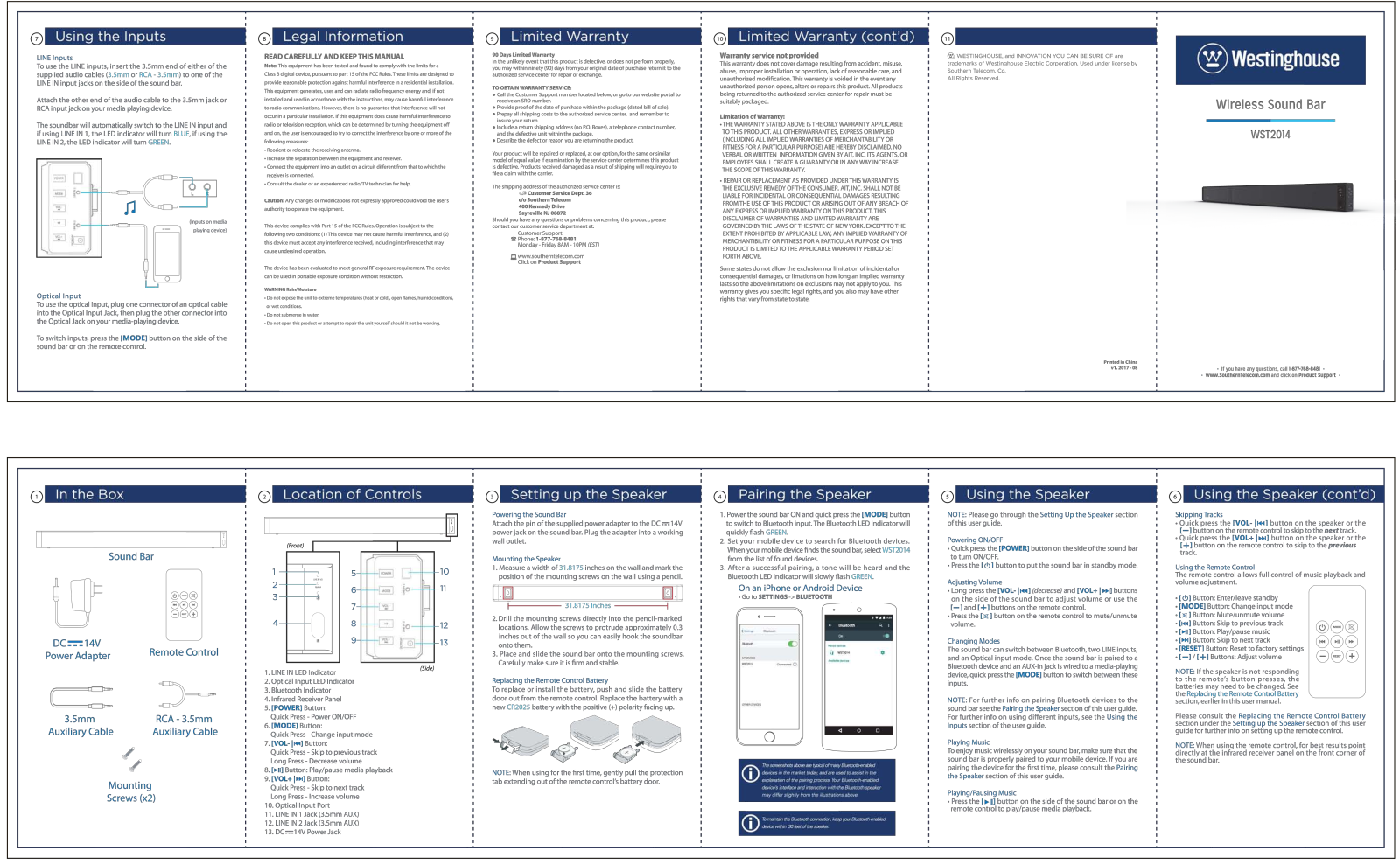 Westinghouse WST2014 User Manual