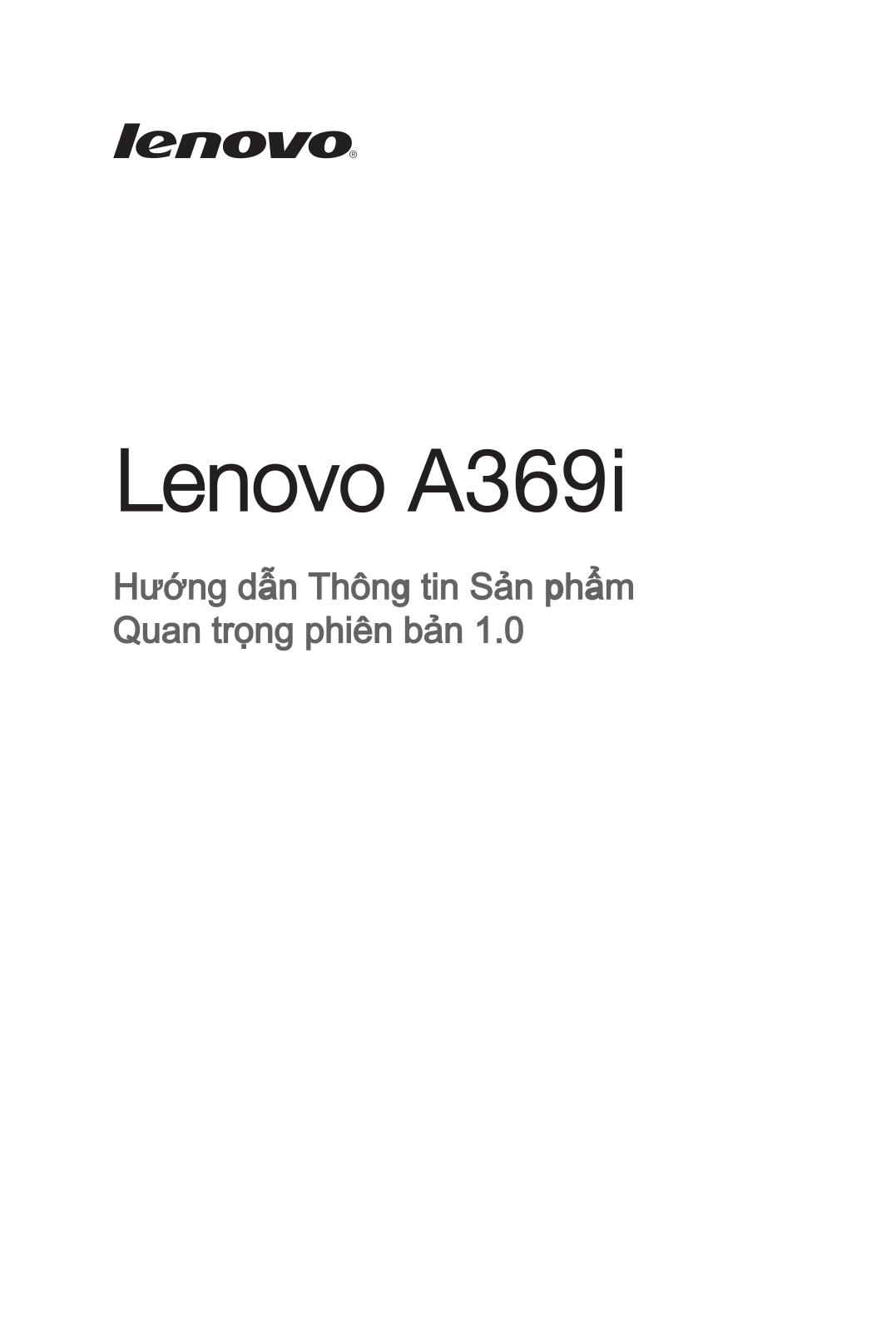 Lenovo A369i Important Product Information Guide