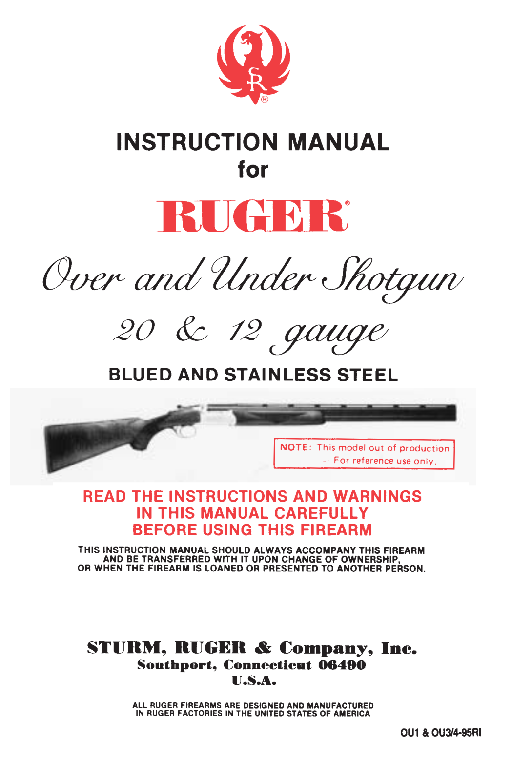 ruger OVER-UNDER SHOTGUNS Installation Manual