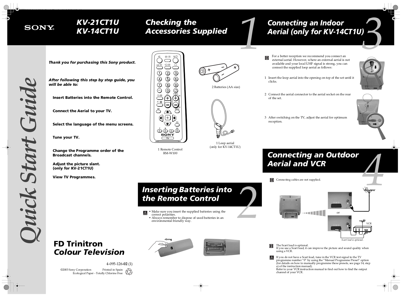 Sony KV-14CT1U, KV-21CT1U Connection Manual