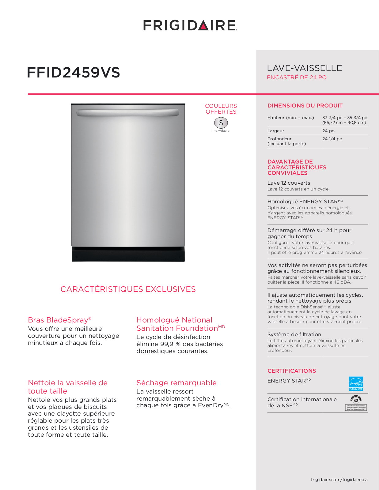 Frigidaire FFID2459VS User Manual