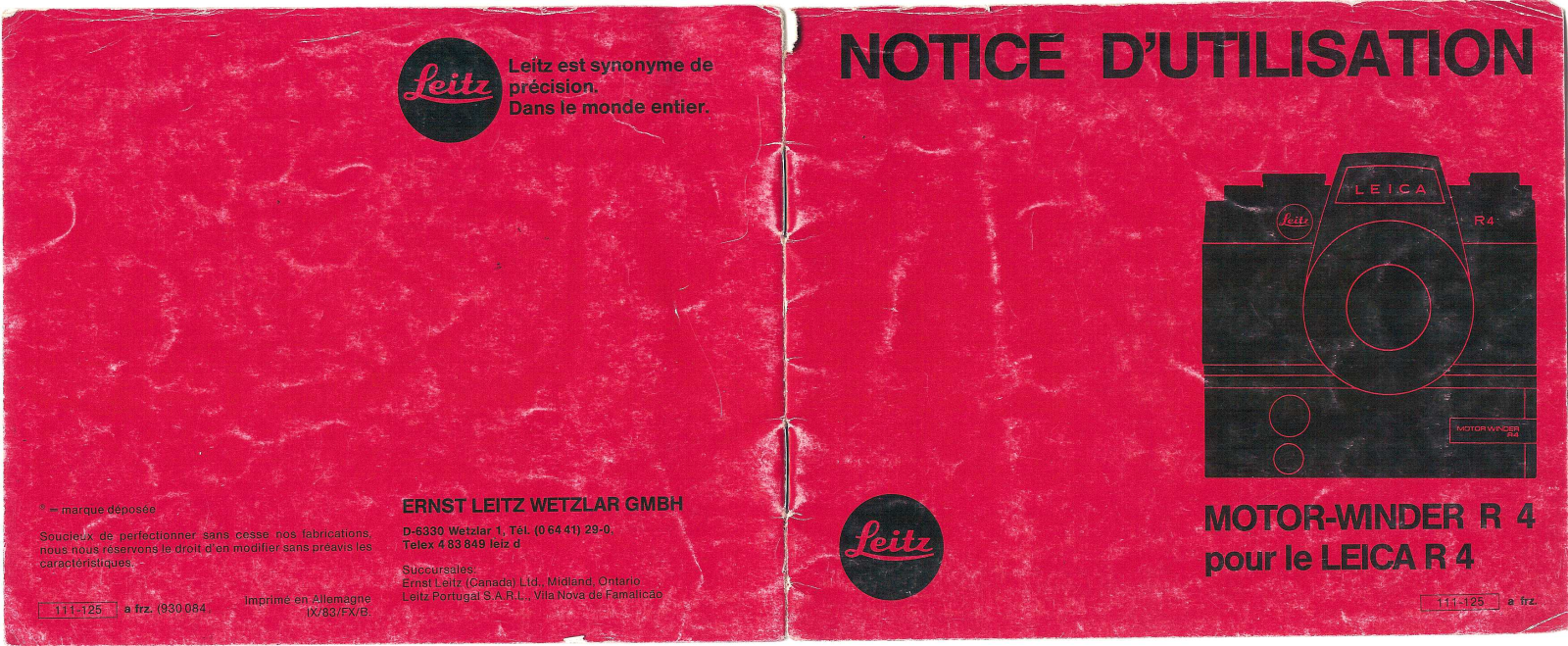 LEICA MOTOR-WINDER R4 User Manual