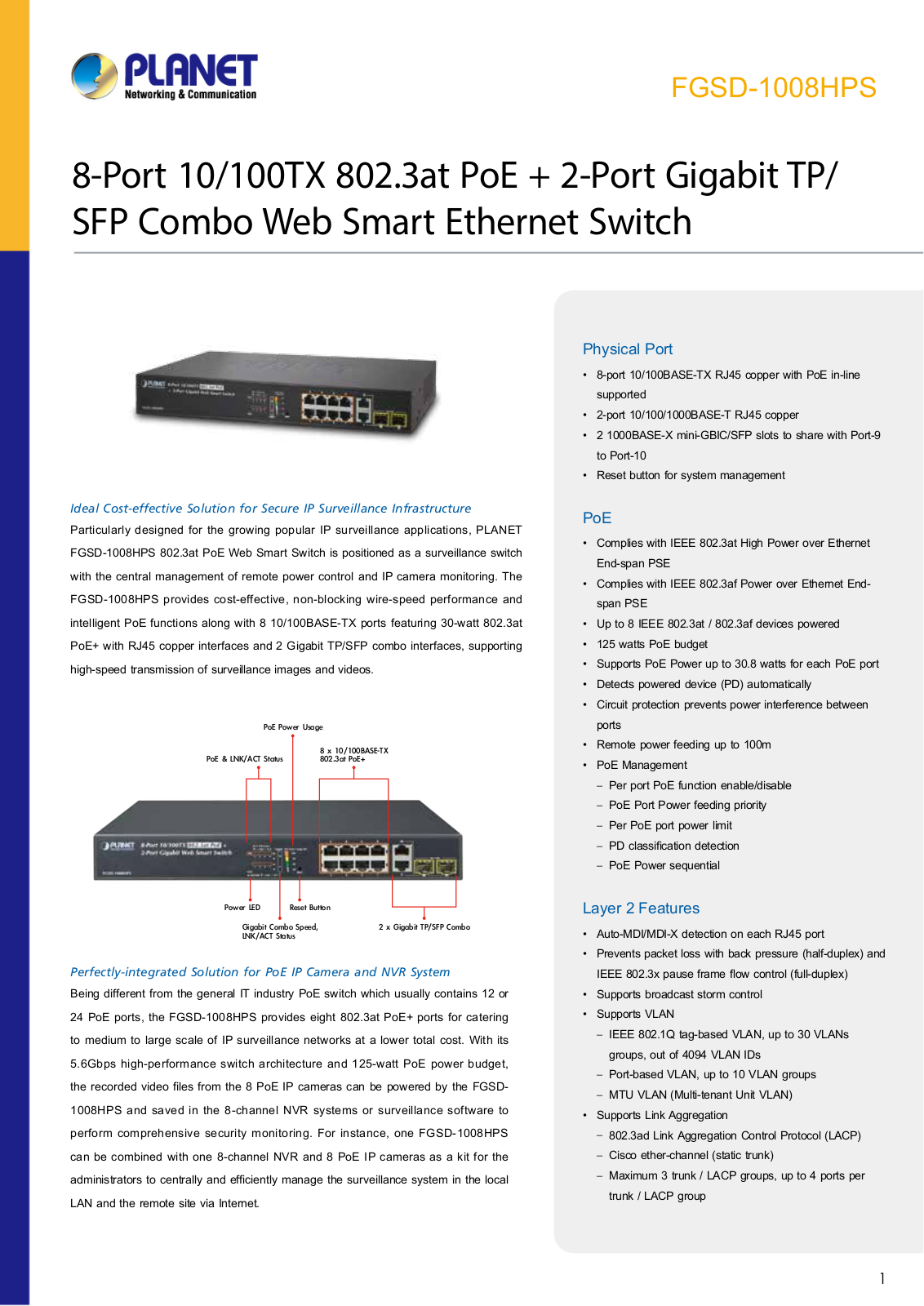 Planet FGSD-1008HPS User Manual