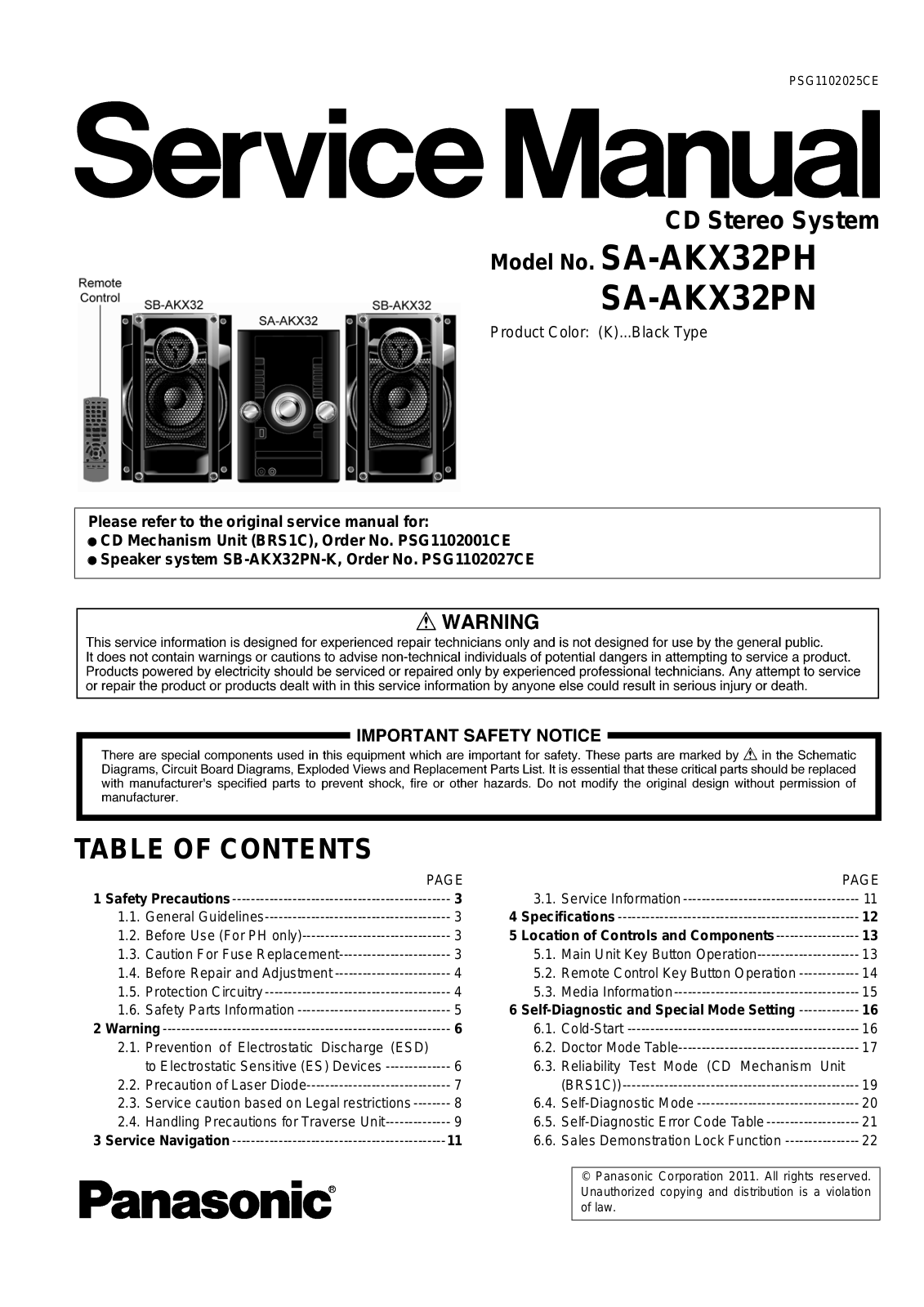 Panasonic AKX32-LB, MS-SC AKX32LB Schematic