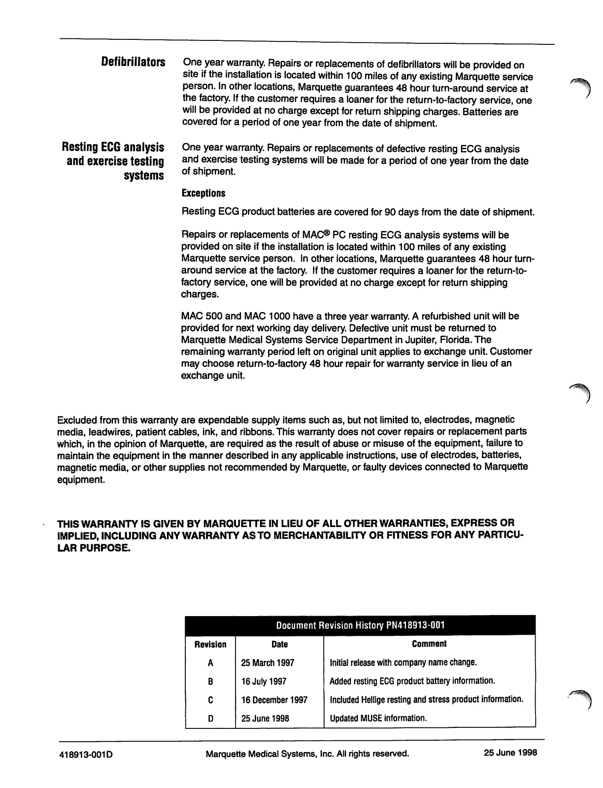 Marquette MAC 12, MAC 15 User manual