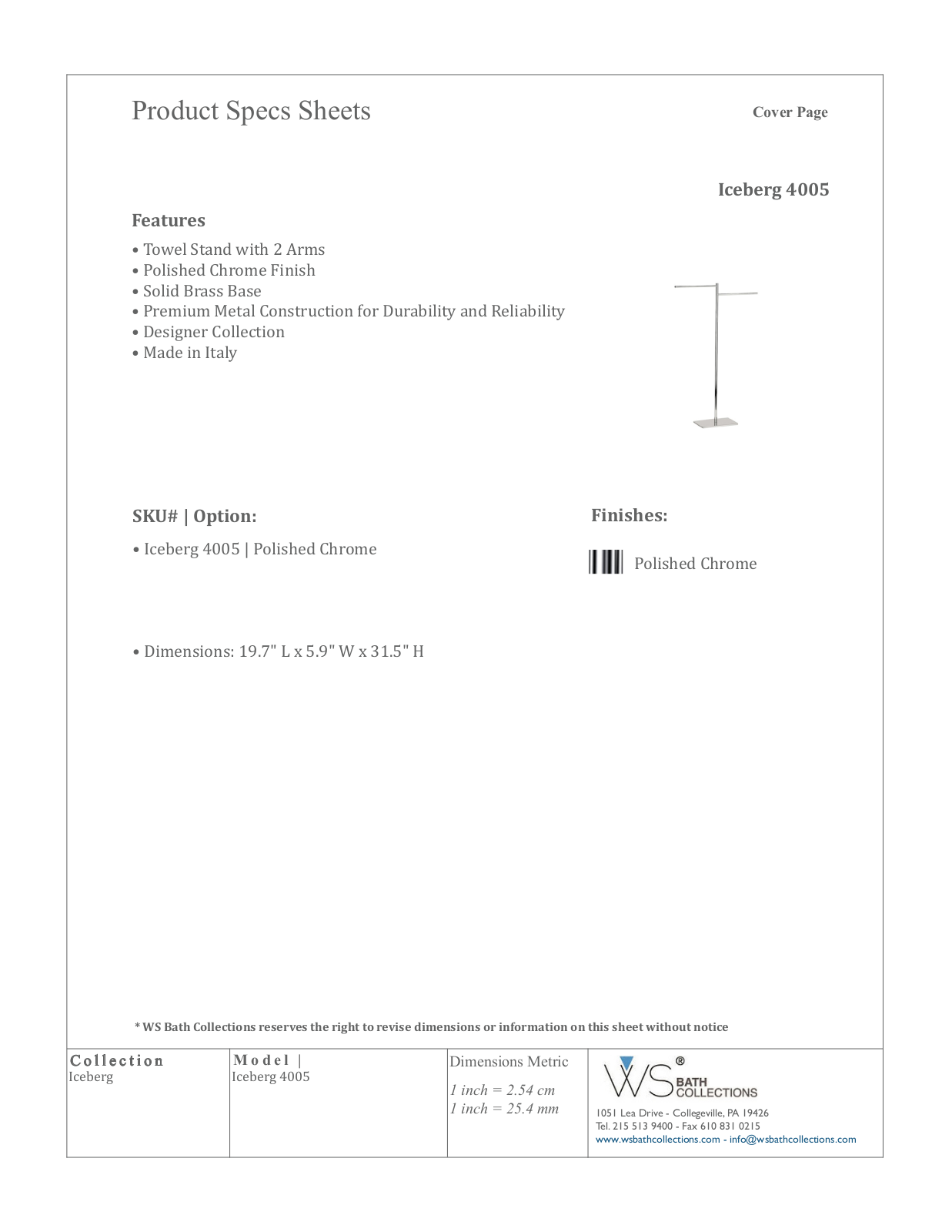 WS Bath Collections WSO2786 Specifications - ManualMachine.com
