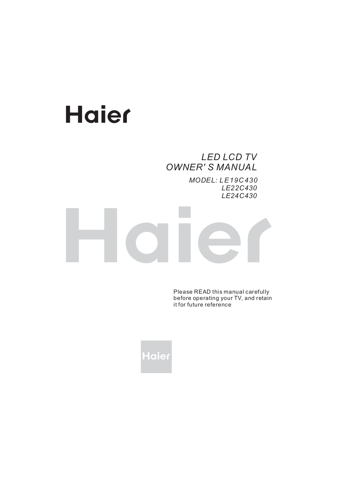 Haier LET23C430 User Manual