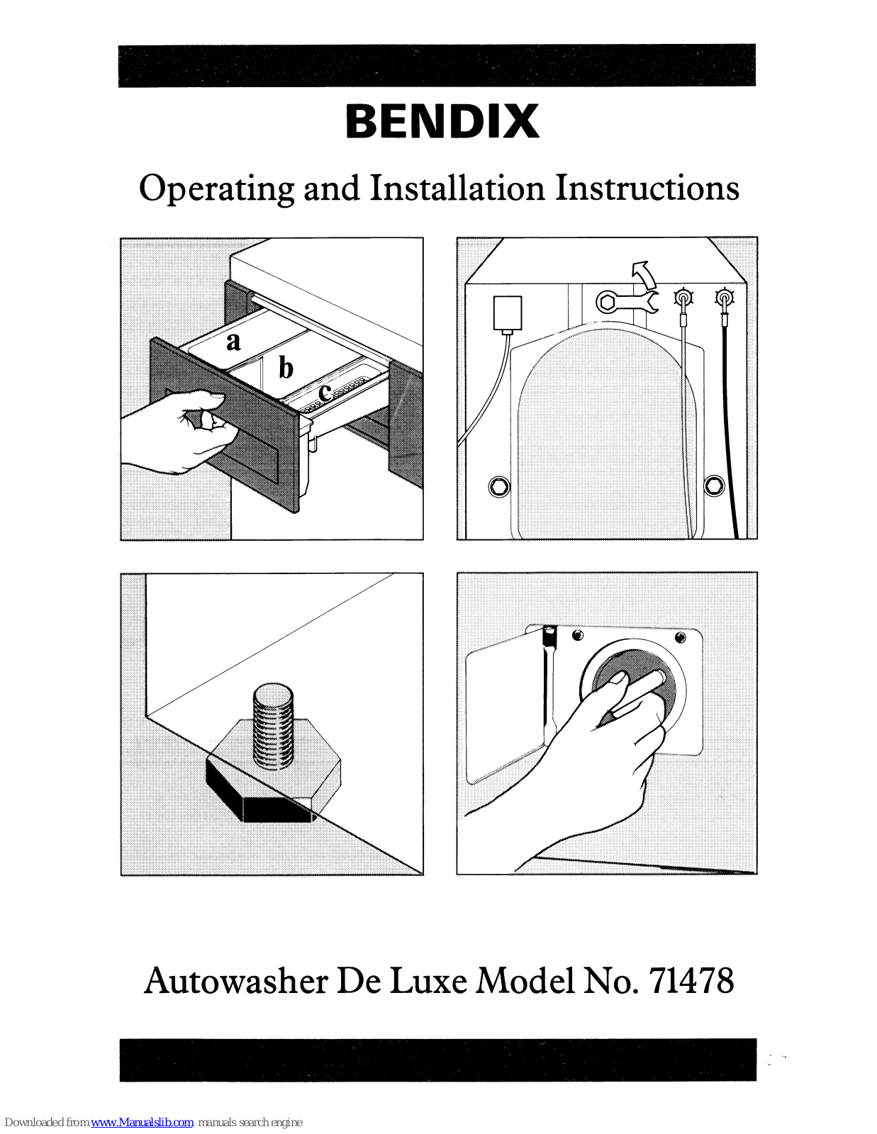 Tricity Bendix De Luxe 71478 Operating And Installation Manual