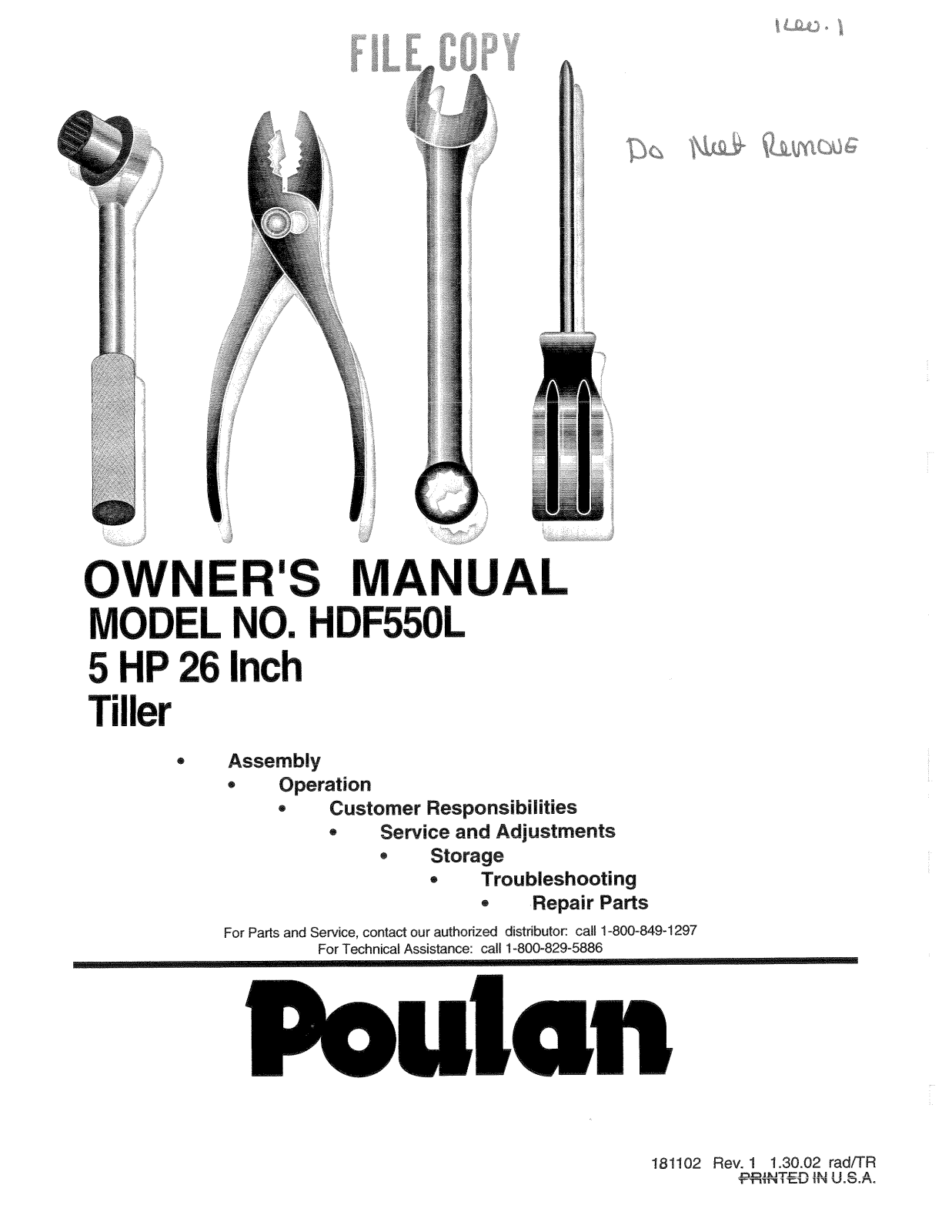 Poulan 181102 User Manual