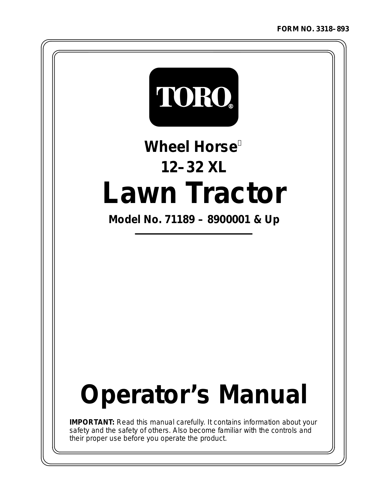 Toro 71189 Operator's Manual