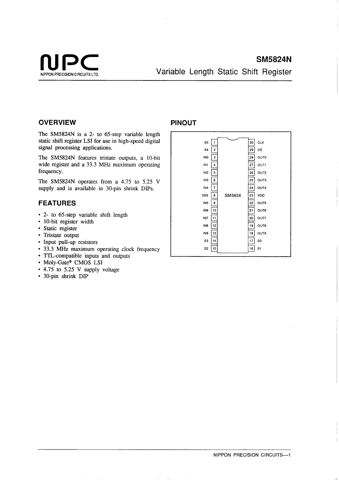 NPC SM5824N Datasheet