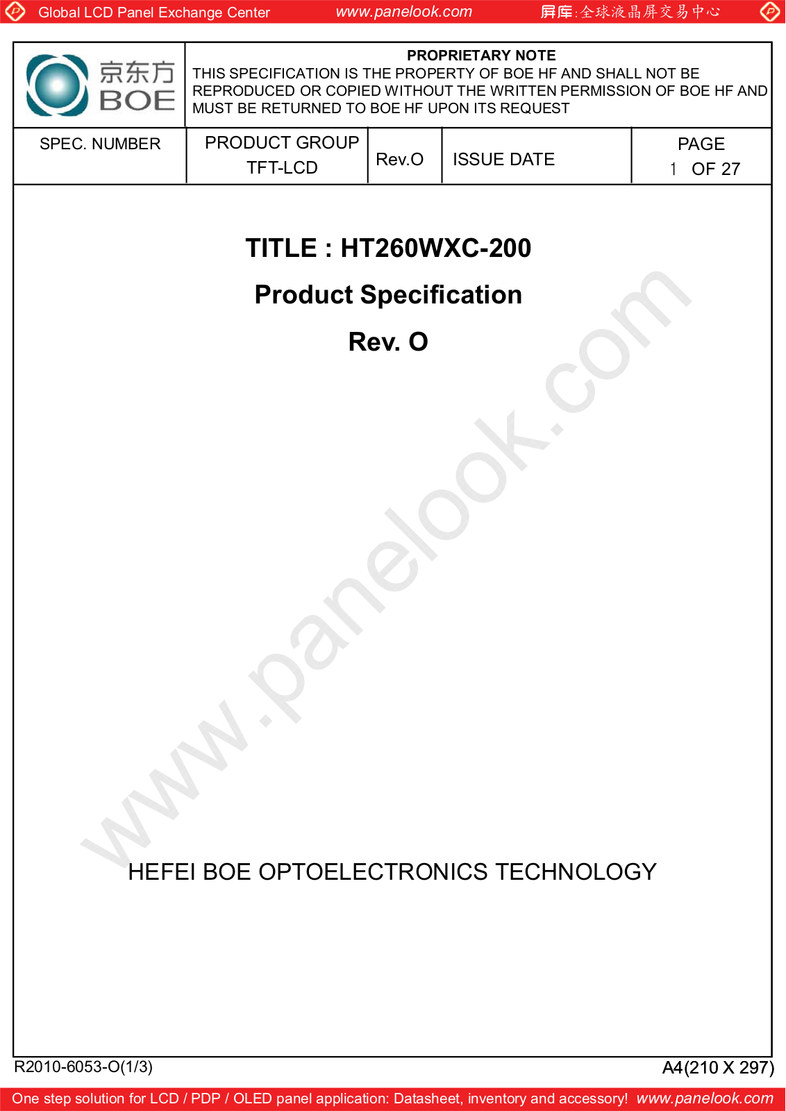 BOE HT260WXC-200 Specification - ManualMachine.com