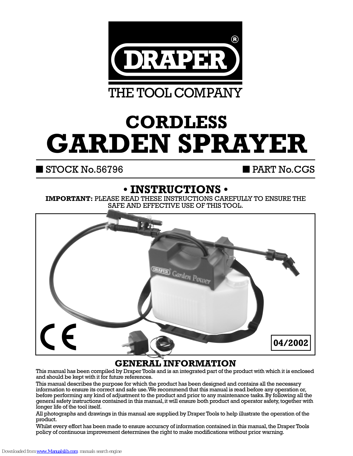 Draper CGS, 56796 Instructions Manual - ManualMachine.com