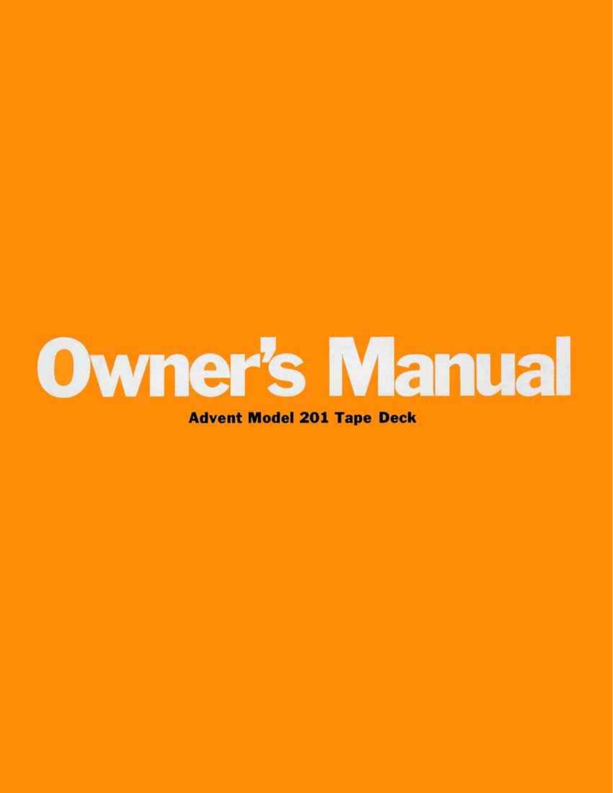 Advent 201 Owners manual
