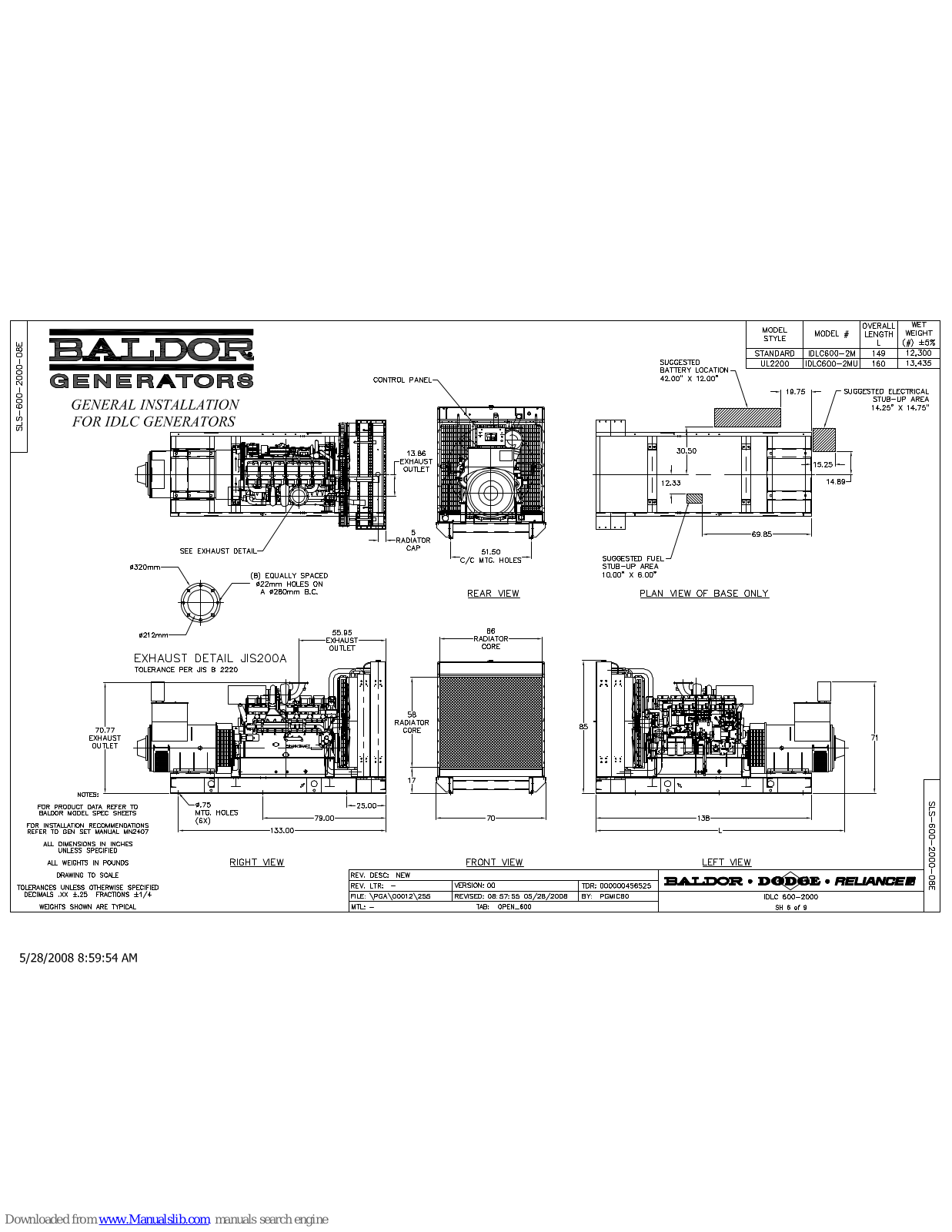 Baldor IDLC600-2M, IDLC600-2MU Installation Manual