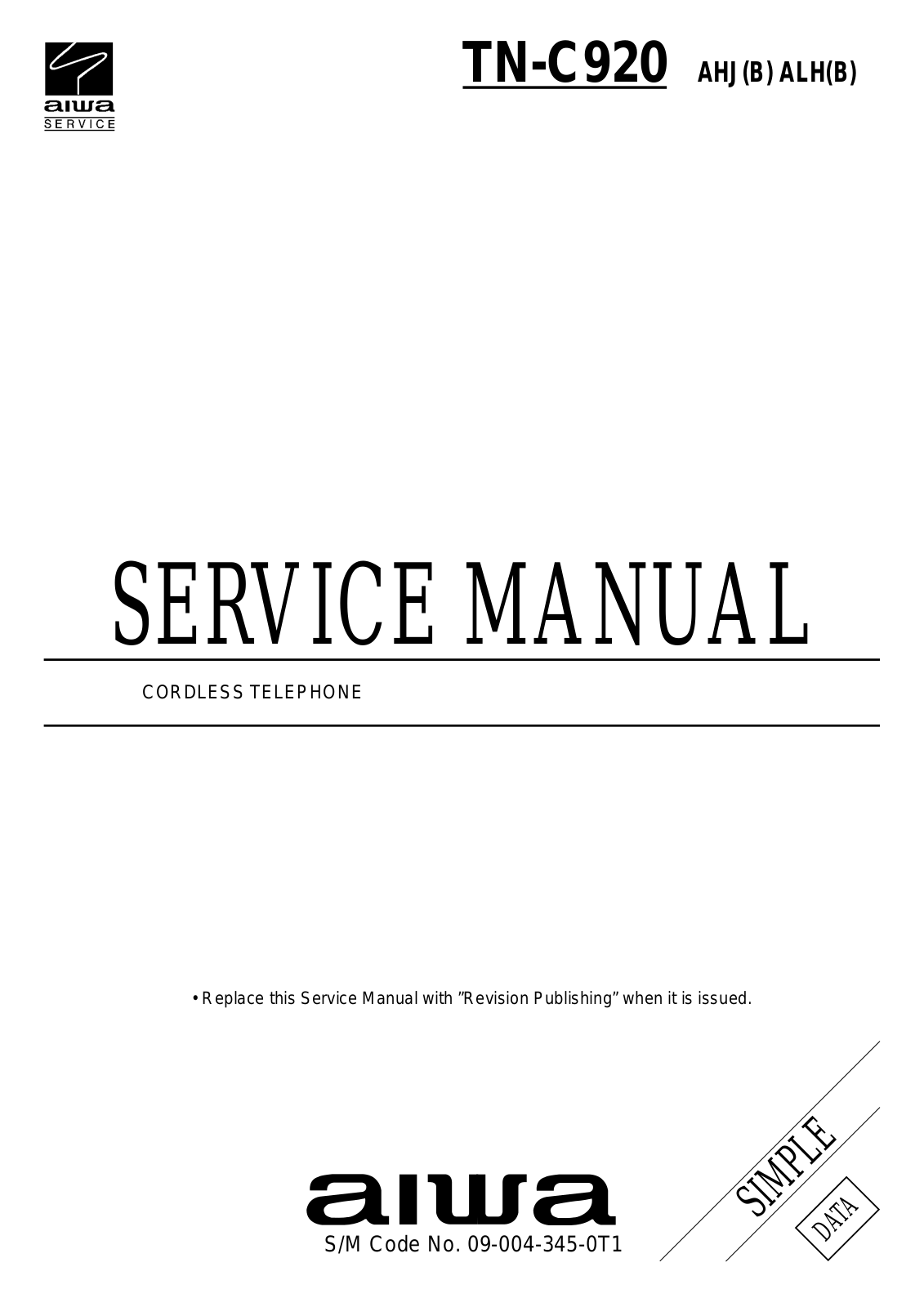 Aiwa TN-C920 ALH, TN-C920 AHJ Service Manual