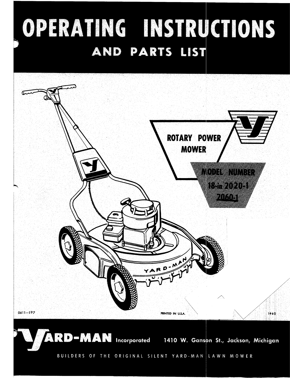 yard-man 2060-1, 2020-1 operators Manual