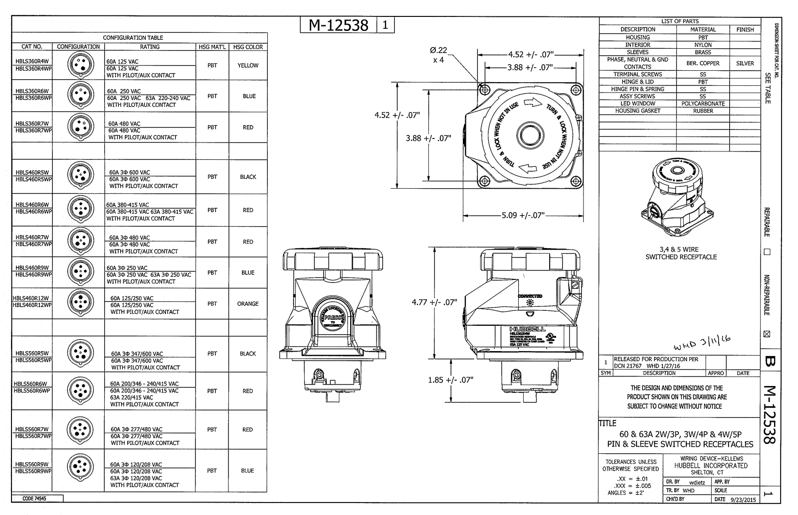 Hubbell HBLS360R4W Reference Drawing