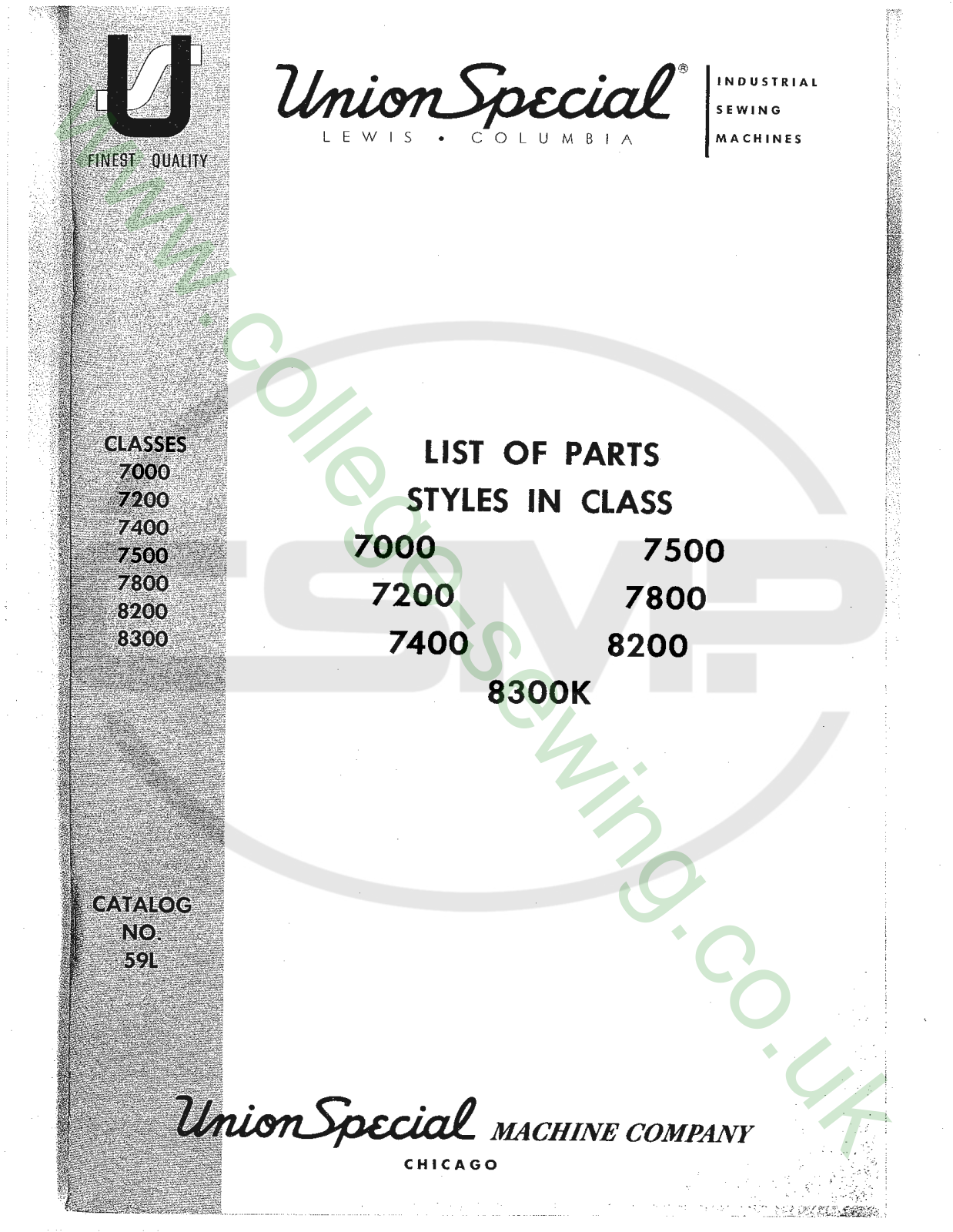 Union Special 59L Parts Book