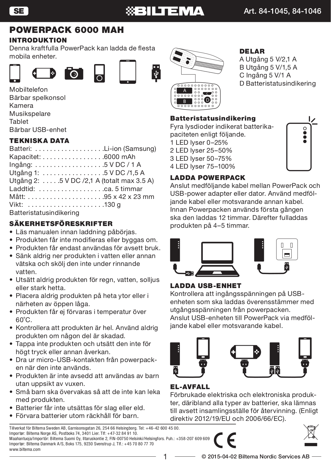 Biltema 84-1046 User Manual