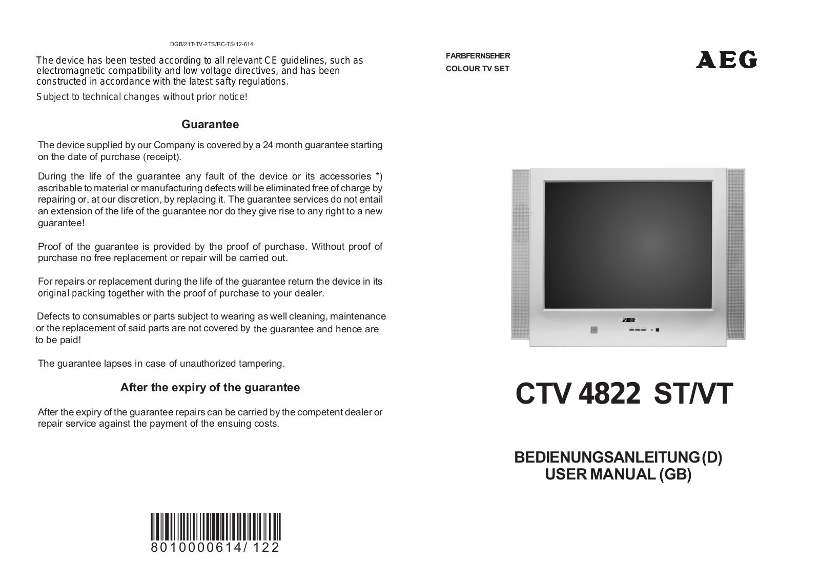 AEG CTV 4822 VT, CTV 4822 ST User Manual
