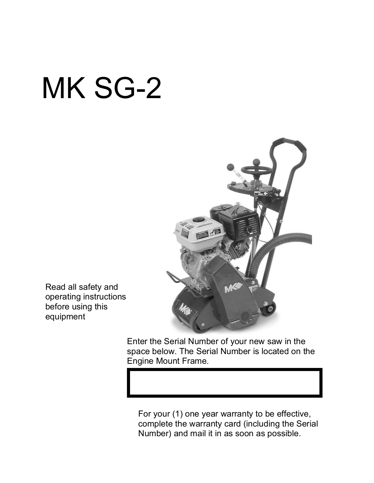 HONDA MK SG-2 User Manual