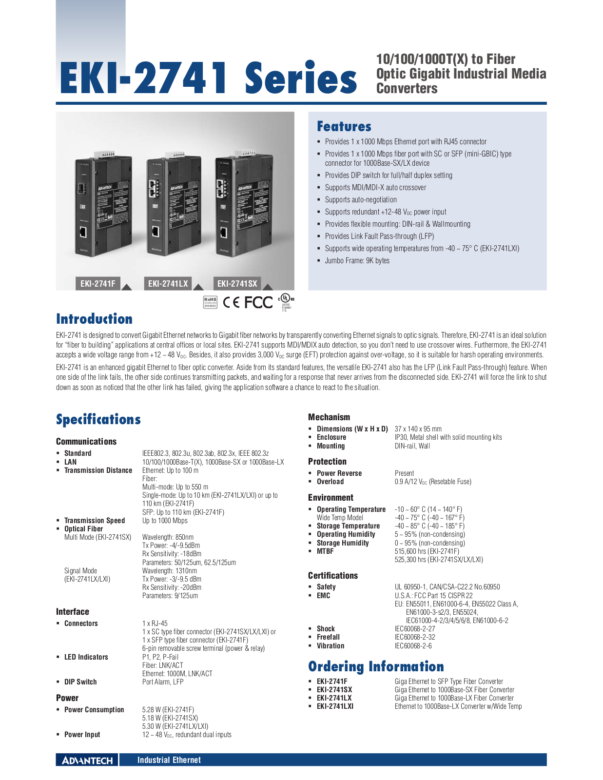 B&B Electronics EKI-2741LX-LXI Datasheet