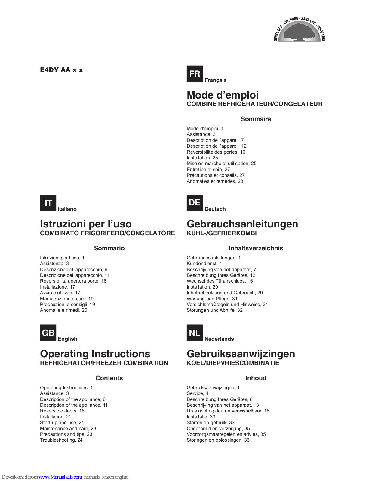 Hotpoint E4DY AA Operating Instructions Manual