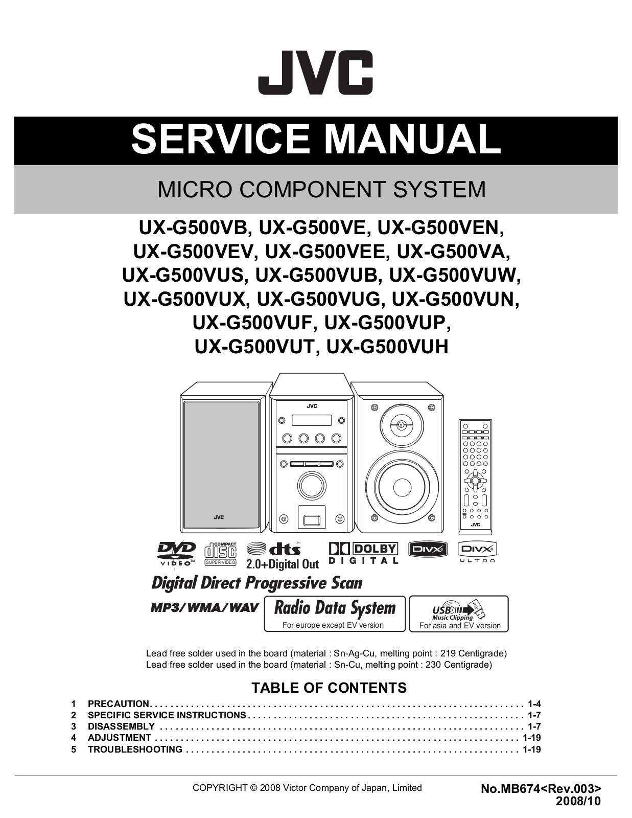 Jvc UX-G500 Service Manual