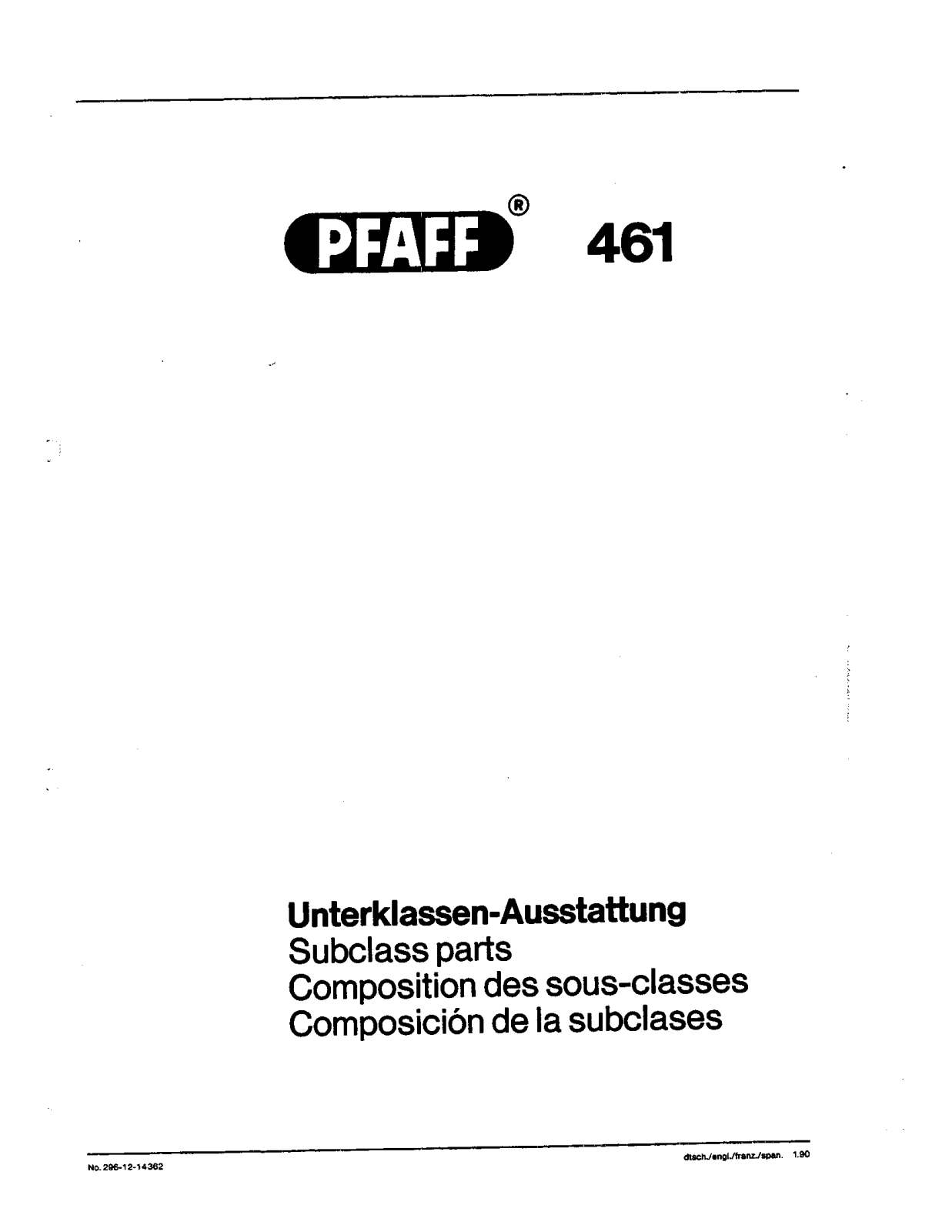 Pfaff 461 Parts List