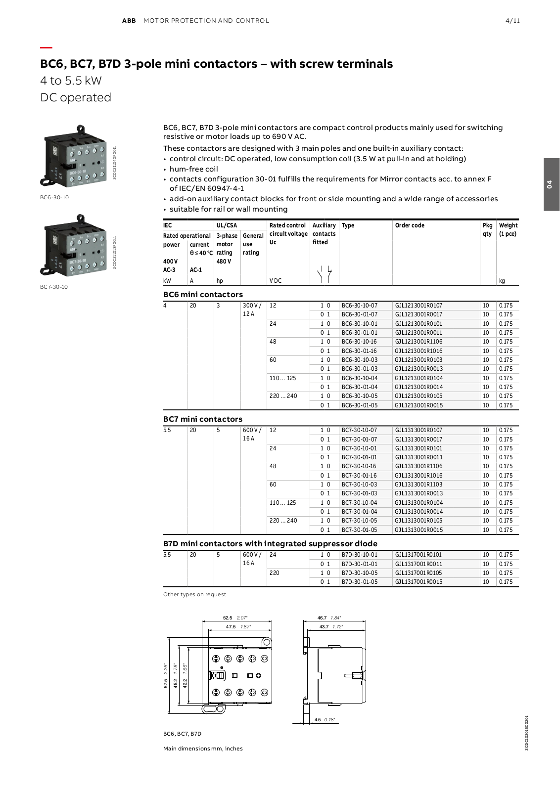 ABB BC7, B7D Catalog Page