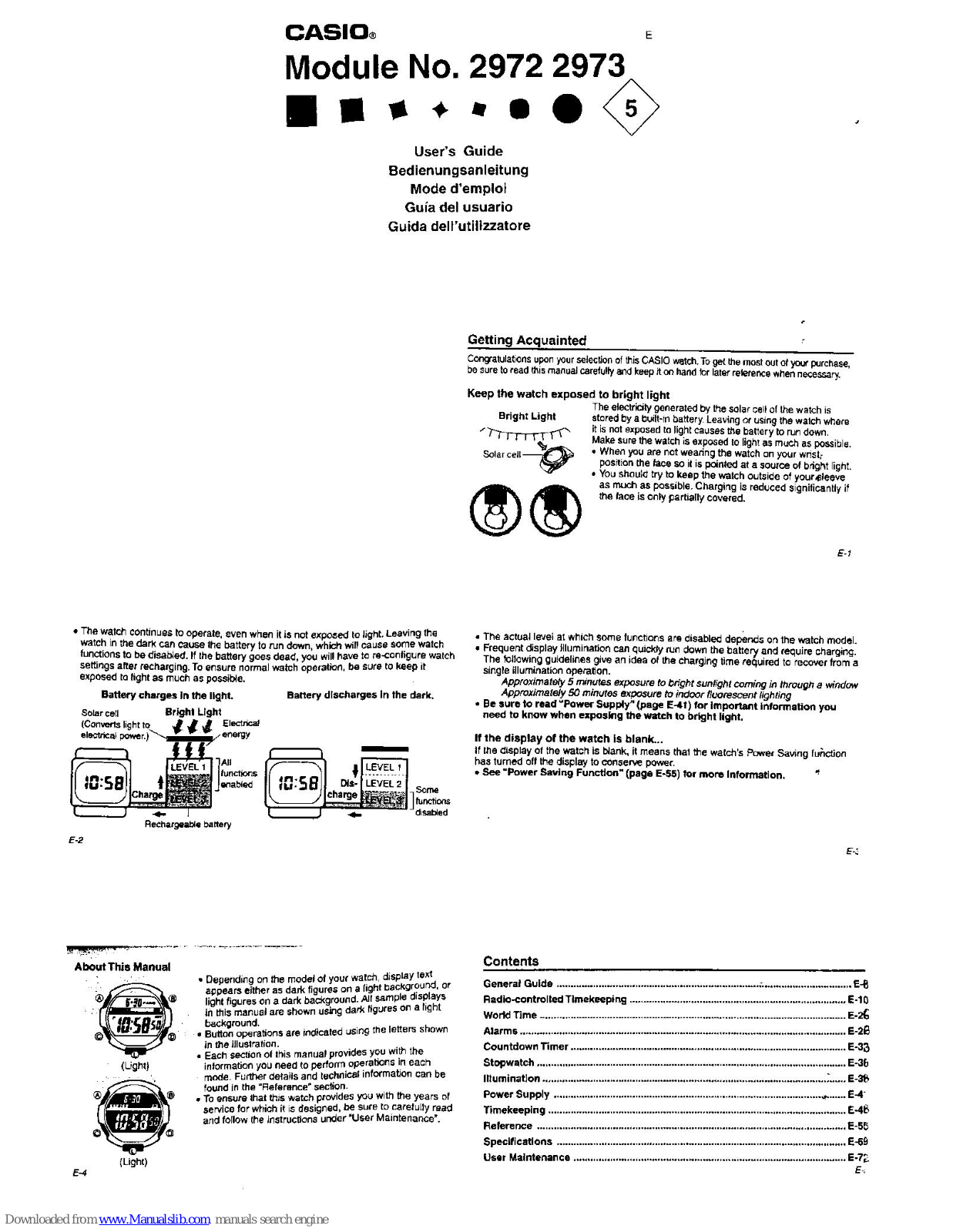 Casio QW-2972, QW-2973 User Manual