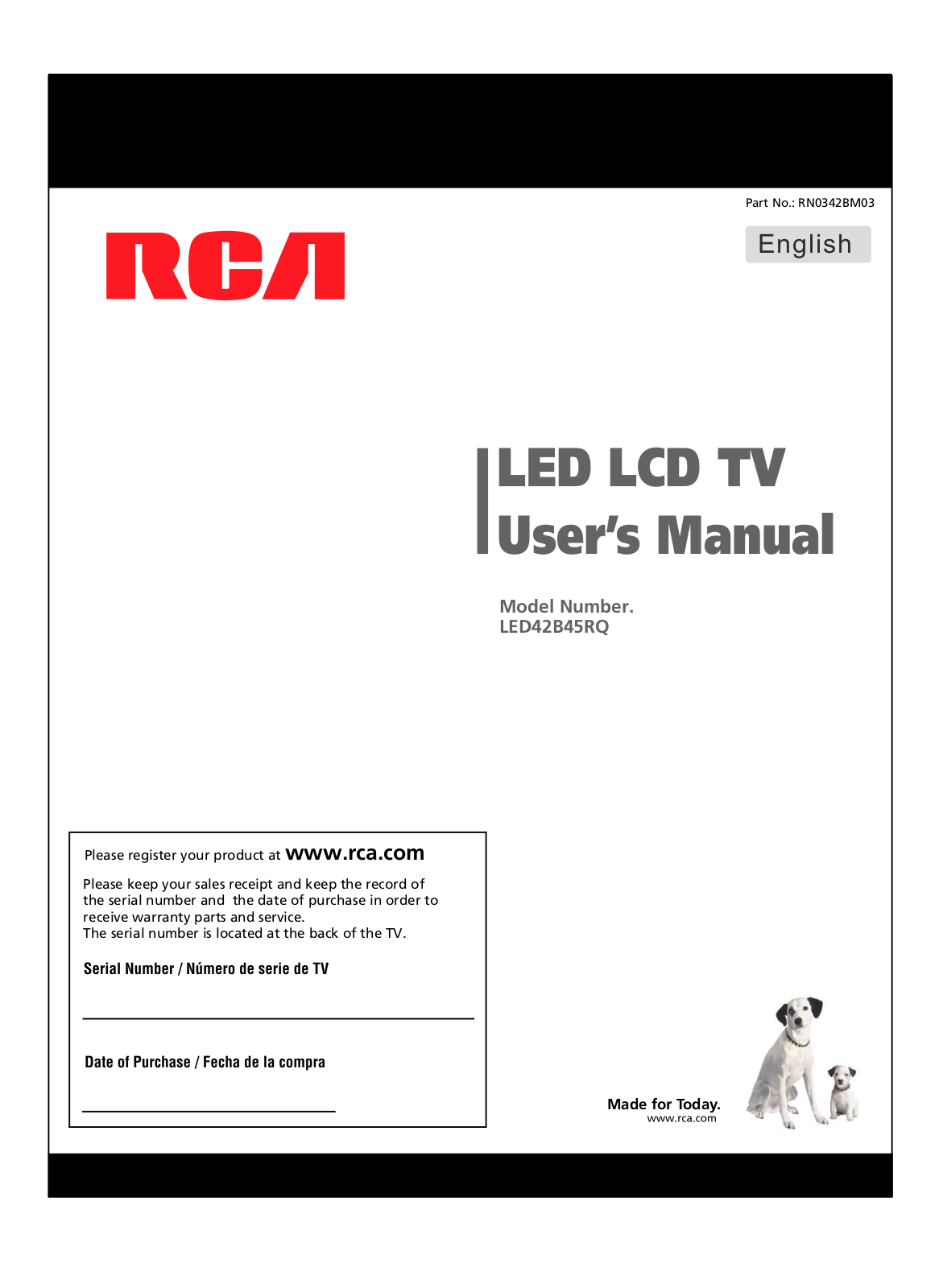 RCA LED42B45RQ User Manual