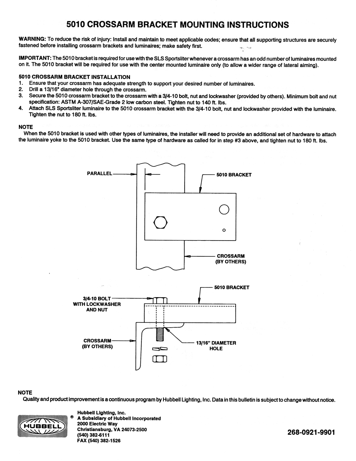 Hubbell Lighting 5010 User Manual