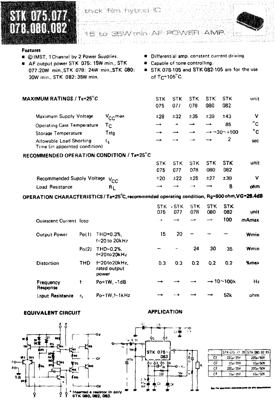 SANYO STK 075, STK 077, STK 078, STK 080, STK 082 Service Manual