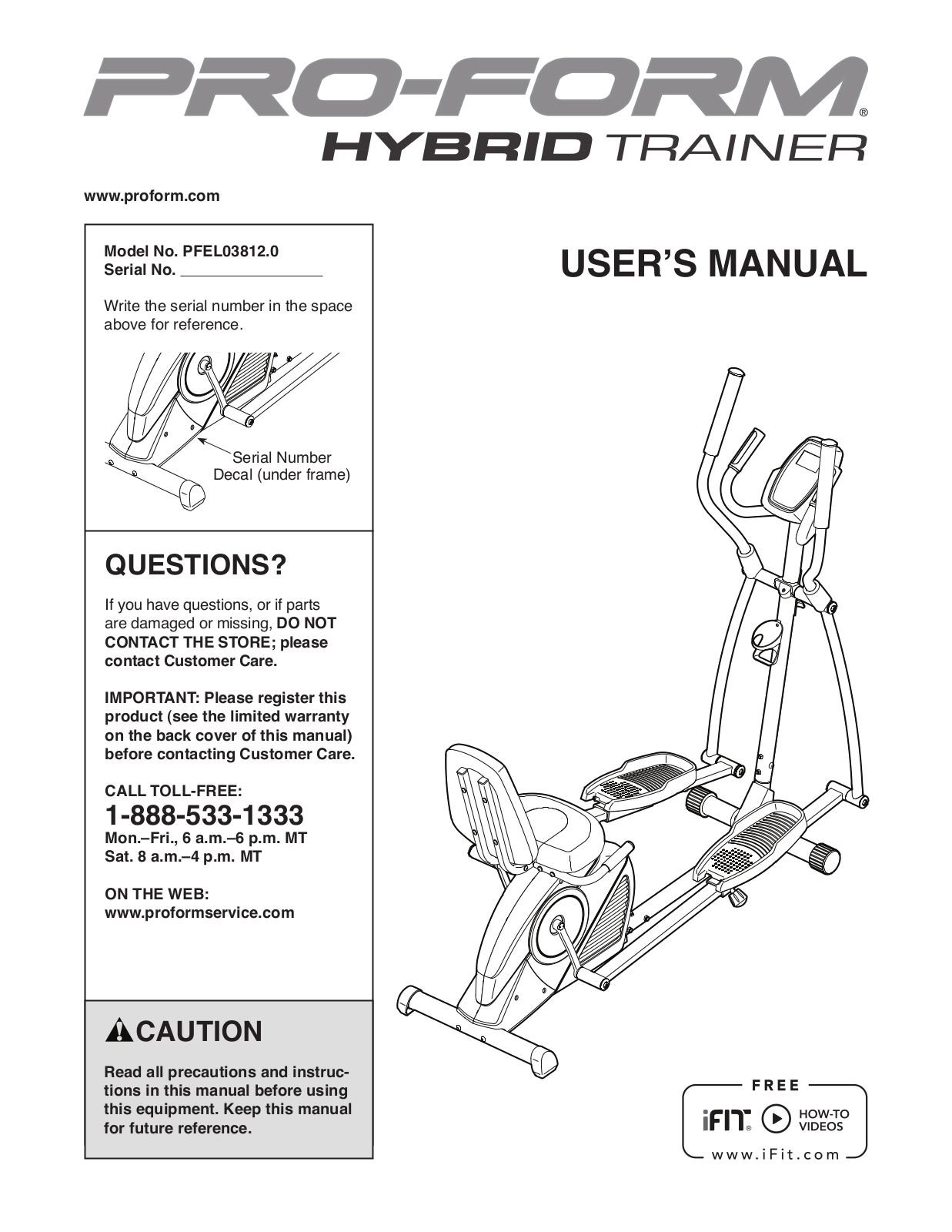 ProForm PFEL038120 User Manual