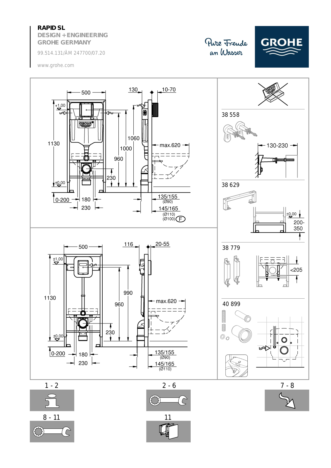 Grohe 38750001, 38722001, 38721001, 38775001, 38772001 Datasheet