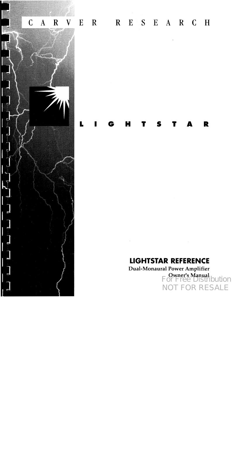 Carver Lightstar Reference Owners manual