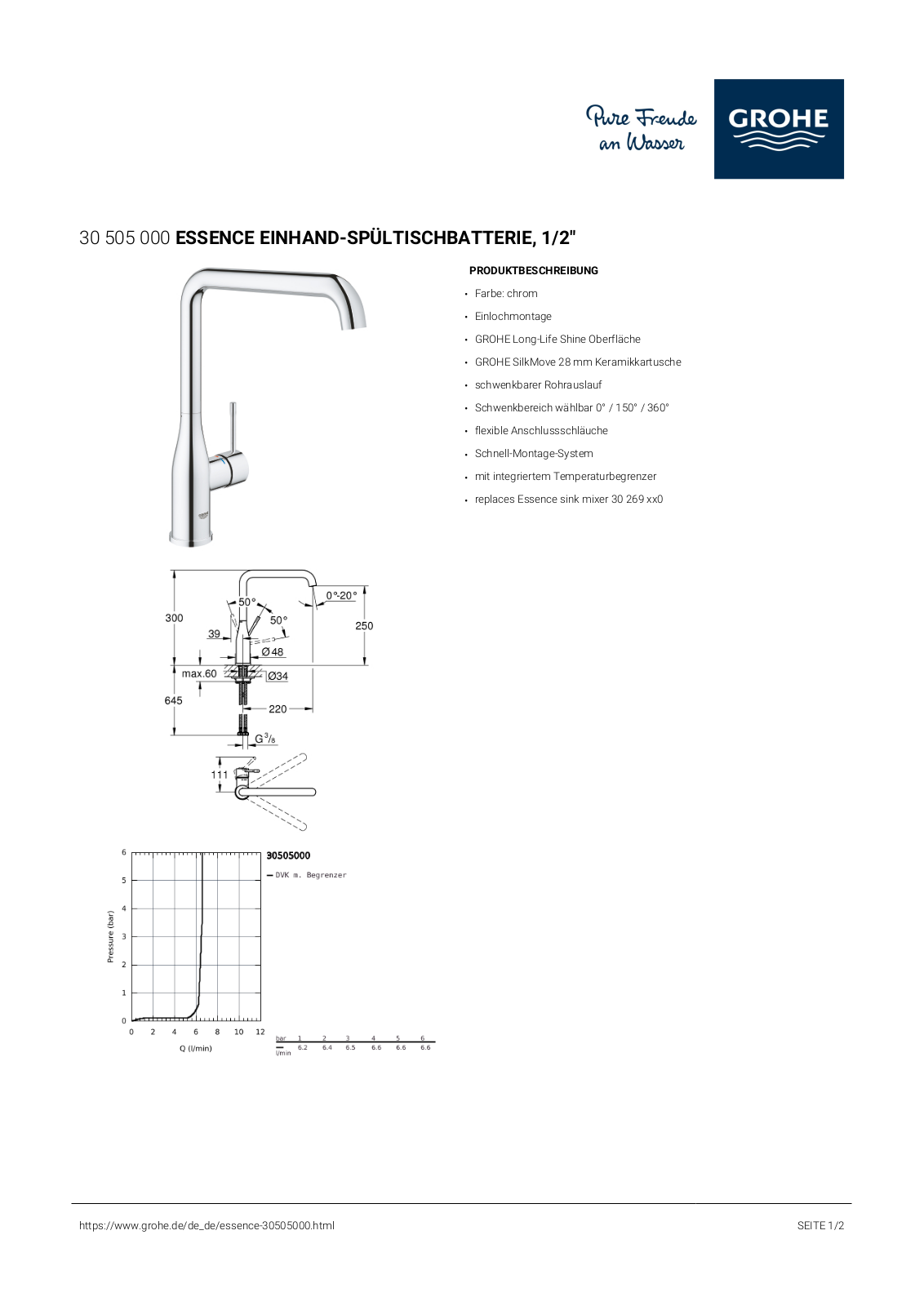 grohe 30505000 Specifications - ManualMachine.com