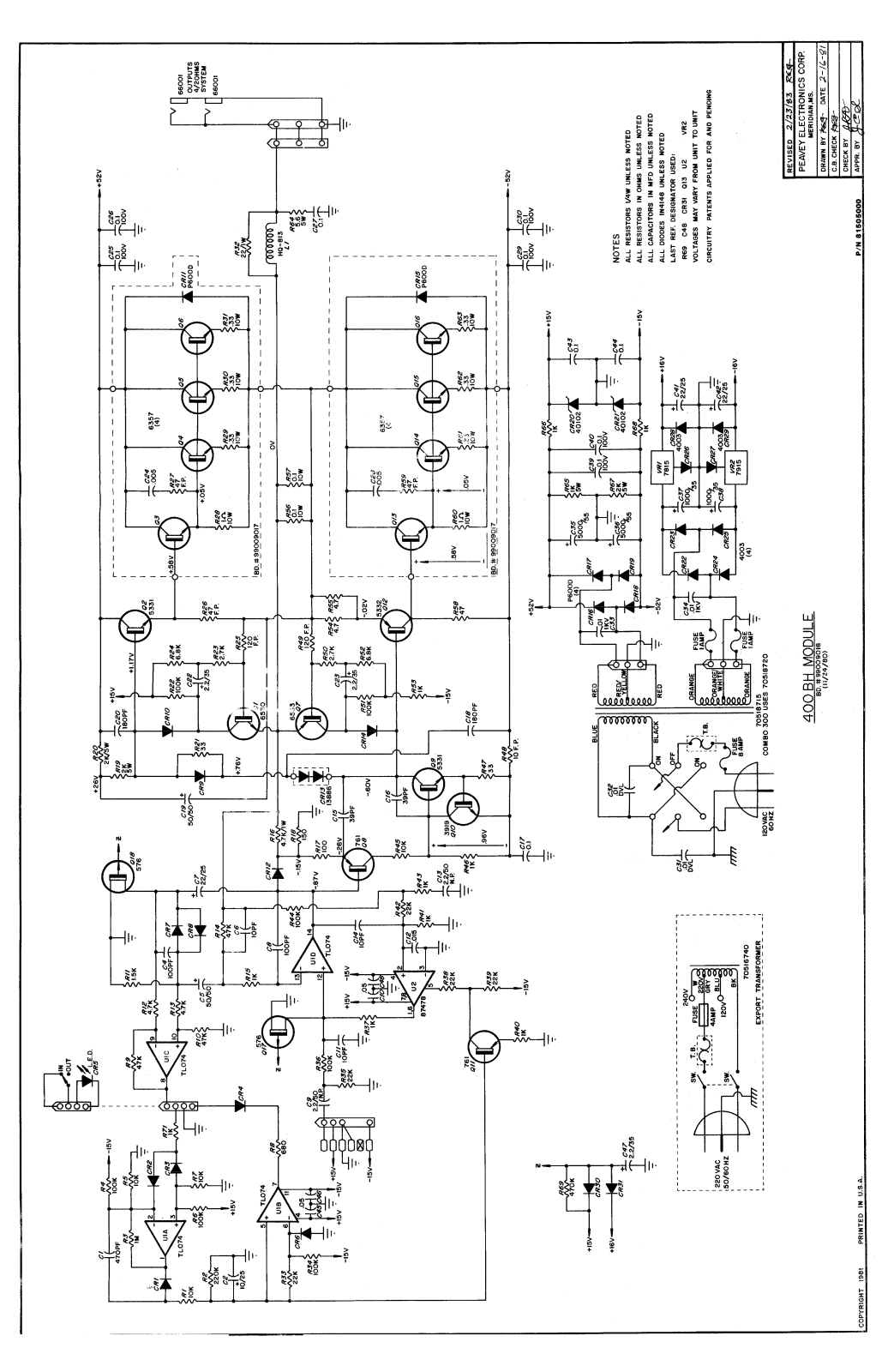 Peavey 400bh Schematic