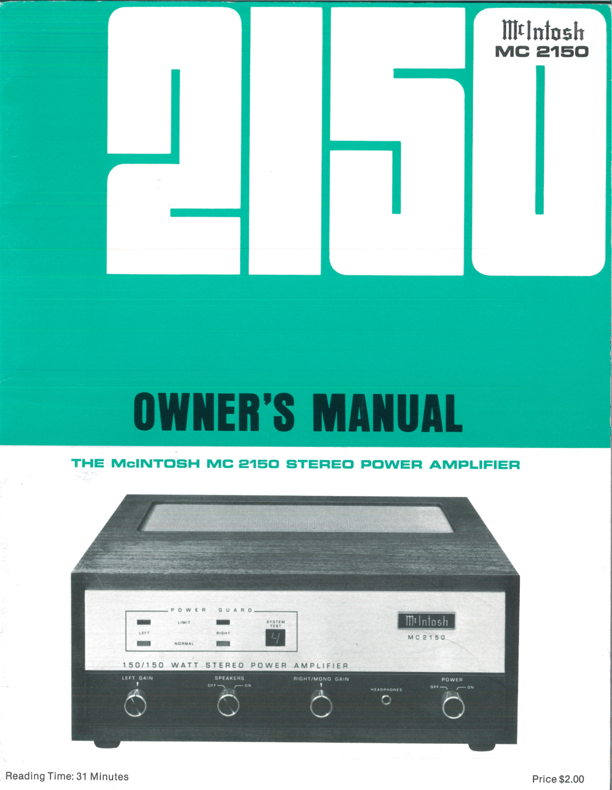 McIntosh MC-2150 User Manual