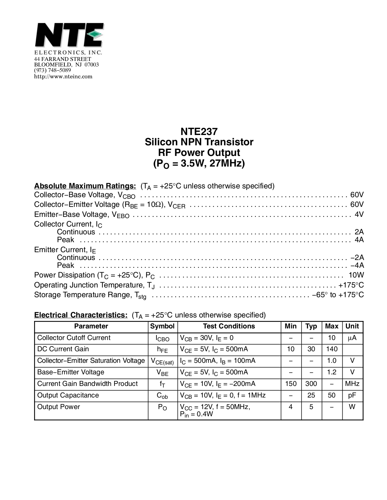 Datasheet TCG237 Specification - ManualMachine.com