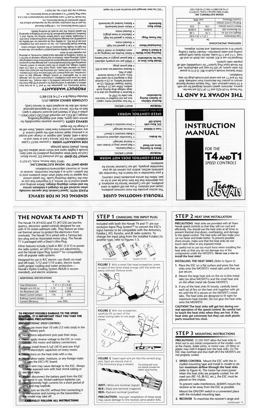 Novak T1, T4 instructions Manual