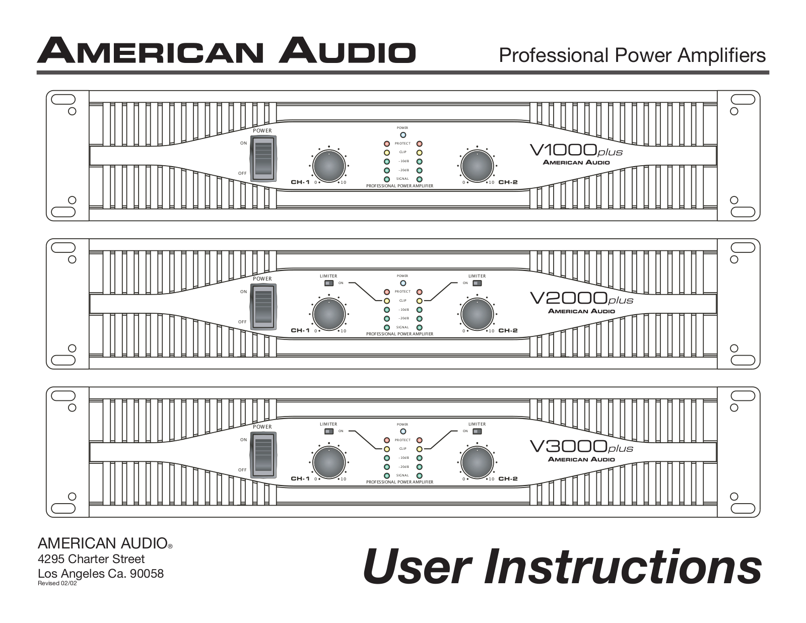 American Audio Professional Power Amplifier User Manual